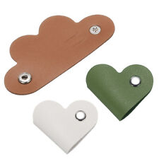 3Pcs Leather Cable Straps Brown/Green/White Portable Cord Organizer for Earphone picture