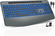 Ergonomic Wireless Keyboard with Backlit, Wrist Rest, Phone Holder, Silent Keys picture