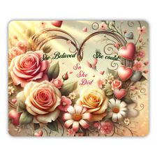 Hearts Flower Encouragement Believed She Could Do She Did Computer Mouse Pad picture