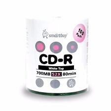 Smartbuy CD-R 52X 700MB/80Min White Top (Non-Printable) Blank Media Record Disc picture