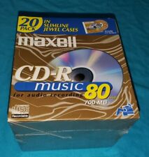 20 Pack Maxell CD-R Music 80 minute, 700 MB  in Slimline Jewel Cases NEW SEALED picture