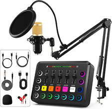 Podcast Equipment Bundle Gaming Audio Mixer Set Live Streaming Sound Card Conden picture
