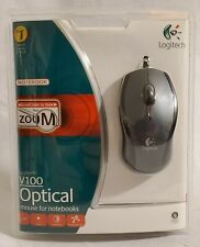 Logitech V100 3-Button USB Optical Mouse Tilt Wheel Plus Zoom Black/Gray - NEW picture