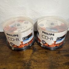 New 2 Philips Blank Discs CD-R 700MB, 52x, 80min, 50 Discs each Container picture