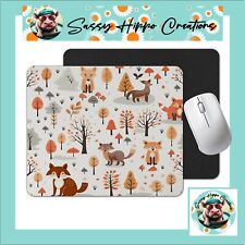 Mouse Pad Autumn Woodland Foxes Forest Wood Anti Slip Back Easy Clean Sublimated picture