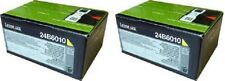 2 Genuine Sealed Lexmark 24B6010 Yellow Toner Cartridges C2132 XC2130 XC2132 picture