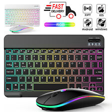 Wireless Backlit Bluetooth Keyboard & Mouse For Android IOS Tablet iPad iMac PC picture