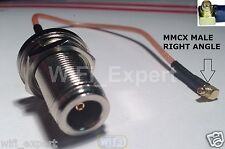 20 X 6 INCH MMCX Angle Male to N Female Bulkhead WiFi Pigtail RG316 Cable USA picture