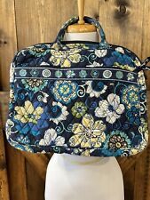 Vera Bradley Laptop Organizer Mod Floral Blue Cotton Padded With Mesh Pockets picture
