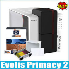 Evolis Primacy 2 Fire Red Single ID Card Printer & Supplies Bundle Badge Machine picture