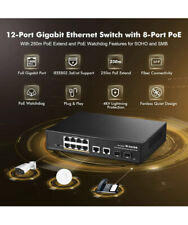 MokerLink 12 Port Gigabit PoE Switch 8 GB PoE+ 2 GB Uplink 2 Gigabit SFP Unmanag picture