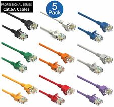 5 Pack CAT6a Slim RJ45 Network LAN Ethernet Copper Wire Color Patch LOT Cable picture