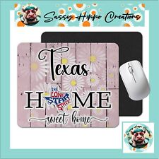 Mouse Pad Texas Home Sweet Home Pink Lone Star State Anti Slip Back EZ Clean picture
