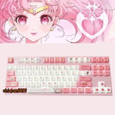 Anime Sailor Moon 87/104 Keys Wired Hot Swap PBT Mechanical Keyboard Gift picture