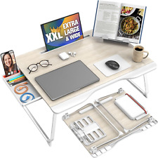 XXL 26X19In Extra Large Lap Desk Folding Laptop Stand Bed Tray Floor Desk White  picture