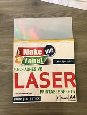 10 A4 Premium HOLOGRAPHIC Self Adhesive LASER Printable PP Film Sticker Sheets picture