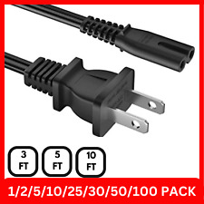 3/5/10 FT Universal 2 Prong Figure 8 Cord Standard Non-Polarized 125v Cable Lot picture