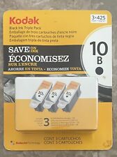 Genuine Kodak 10B Ink Cartridges, Black 3 Pack, Manufactured 2012, Sealed picture