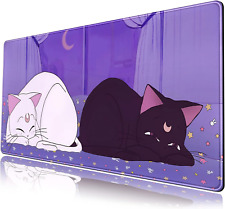 Anime Kawaii Desk Mat Cute Cat Large Mouse Pad XXL Lavender Purple Extended Mous picture