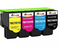 FOXINK 4 Toner Cartridges for Lexmark CS421dn 78C1XK0 78C1XC0 78C1XM0 78C1XY0 picture