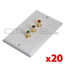 20PCS 3 RCA Wall Plate RGB Three RCA Connectors Component Video Faceplate White picture