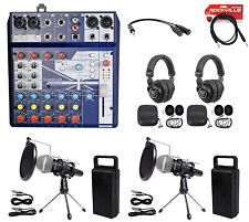 2 Person Podcasting Podcast Kit Soundcraft Mixer+Headphones+Mic+Stand picture