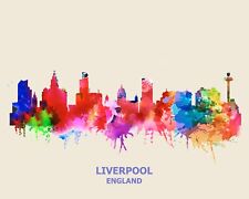 Liverpool UK Skyline Cityscape Standard Mouse Pad Watercolor Art Painting picture