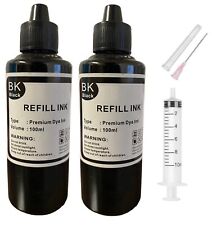 2x100ml Black DYE Refill Ink - Universal Compatibility with Multiple Printers picture