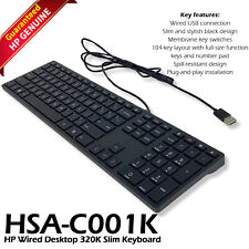 HP Smart Buy Wired 320K Slim Keyboard Black 108 Keys USB-A HSA-C001K L96909-001 picture