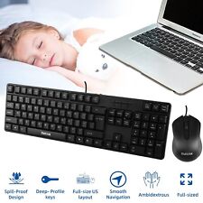 104 Keys USB Wired Computer Keyboard Mouse Kit For Desktop Laptop PC Windows picture