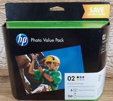 Set 6 NEW Genuine SEALED HP 02 Inkjet Cartridges K C M Y LC LM Photo Paper 2019 picture