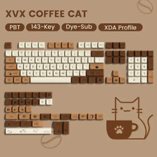 143 Keys Coffee Cat PBT Keycap 5 Sides DYE-SUB XDA Profile Customized Keycaps picture