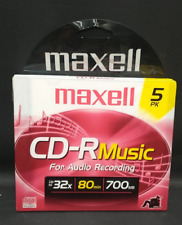 Maxell  5pk CD-R Music For Audio Recording Up To 32X 80 Min 700MB New Sealed picture