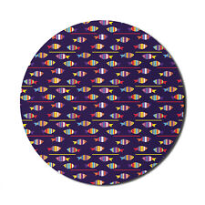 Ambesonne Fish Theme Round Non-Slip Rubber Modern Gaming Mousepad, 8