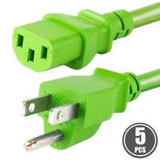 5x 1FT 18AWG NEMA 5-15P Male to IEC 60320 C13 Female Power Cord Cable 10A Green picture