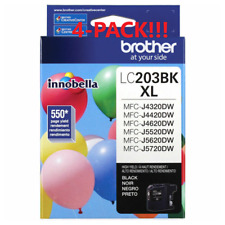4-Pack Brother LC203BK XL Black Ink Cartridges-Bulk Bundle Save-Genuine OEM picture