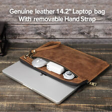 Genuine Leather 14.2 inch Laptop Bag With Removable Hand Strap MacBook Pro 14 picture