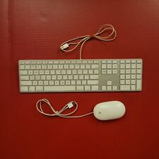Apple White Aluminum USB Wired Keyboard & Mighty Mouse iMAC G4 G5 Genuine Tested picture