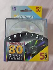 MEMOREX Crystal MiniDisc 80-Minute Digital Recordable Erasable 5 Pack NEW Sealed picture