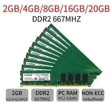 20GB 16GB 8GB 4GB 2GB DDR2 667MHz PC2-5300 240Pin Desktop Memory RAM Crucial LOT picture