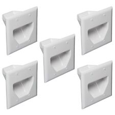 5x Dual 2 Gang Recessed Wall Plate Low Voltage HDMI Audio Video Cable Pass White picture