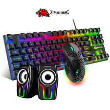 88 Keys Gaming Keyboard 6400 DPI Optical Mouse RGB Speaker Combo RGB for PC Game picture