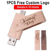 OTG 2 In 1 USB 2.0 Flash Drive Free Logo Real Capacity Pen Drive Wooden Type-C picture