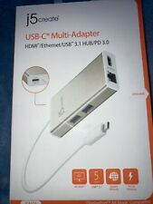 New - j5create JCA374 Multi-Adapter HDMI Ethernet USB 3.1 Type-C HUB PD 2.0 picture