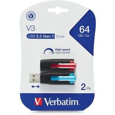 64 GB Store 'n' Go V3 USB 3.2 Gen 1 Flash Drive, Rd/Bl, 2/PK, Verbatim picture