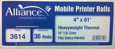 THERMAL RECEIPT ROLLS - BROTHER & ZEBRA MOBILE PRINTERS 4 in x 81 ft, 36 ROLLS picture