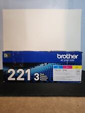 Brother TN221 3 Pack C,M,Y Genuine Original OEM TN 221 3PK Yellow Is NEW Un-Seal picture