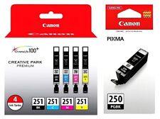 Set of 5 Genuine Factory Sealed Canon 250 Black & & 251 Inkjet Cartridges picture