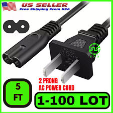 AC Power Cord Cable for PS4 & PS3 PS2 Slim Super Slim XBOX PC 2 Prong 1-100 LOT picture