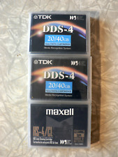 Lot of 3 Vintage TDK DDS-4 Data Cartridge 20/40 GB Maxell HS-4/CL Cleaning Tape picture